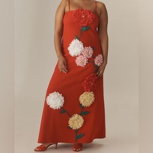 Anthropologie Elliatt Buttercup Floral Appliqué Maxi Dress 1X